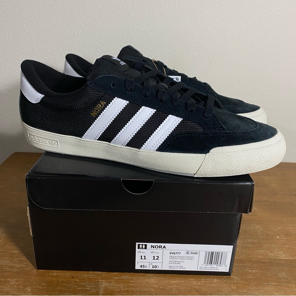 Size 11.5 - Adidas Nora Vasconcellos Black Suede White Skateboarding Shoe